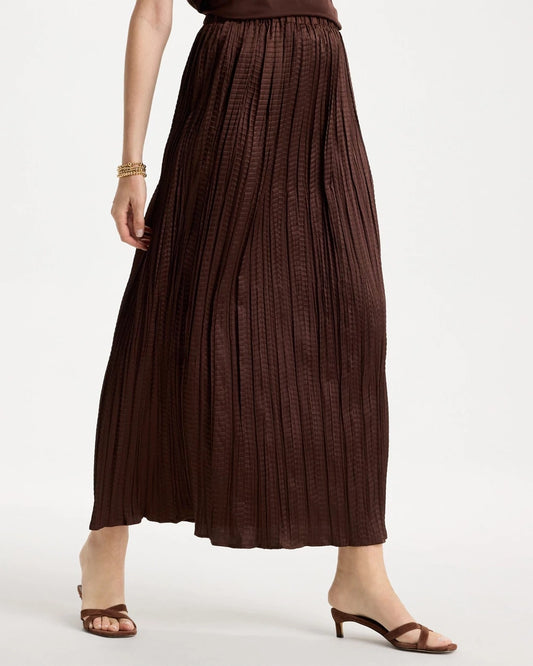 Chico's Satin Crinkle Maxi Skirt Deep Brown