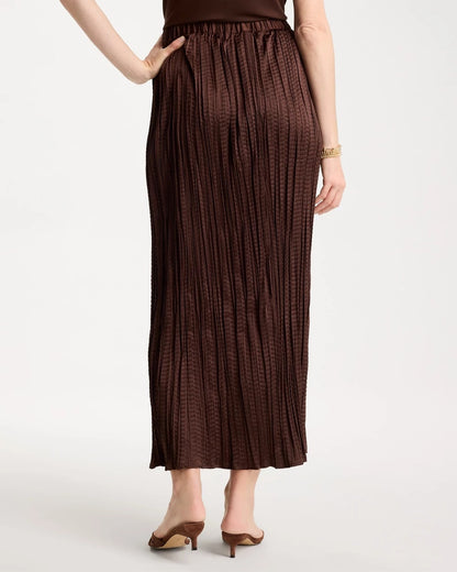 Chico's Satin Crinkle Maxi Skirt Deep Brown