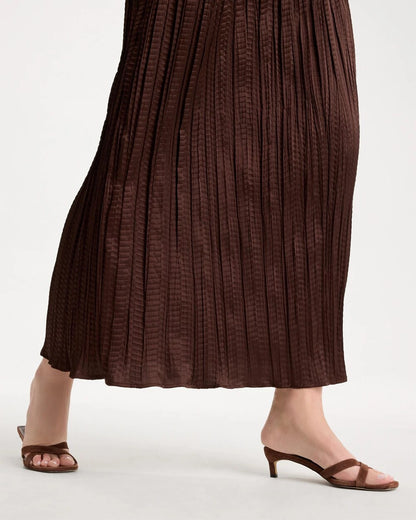 Chico's Satin Crinkle Maxi Skirt Deep Brown