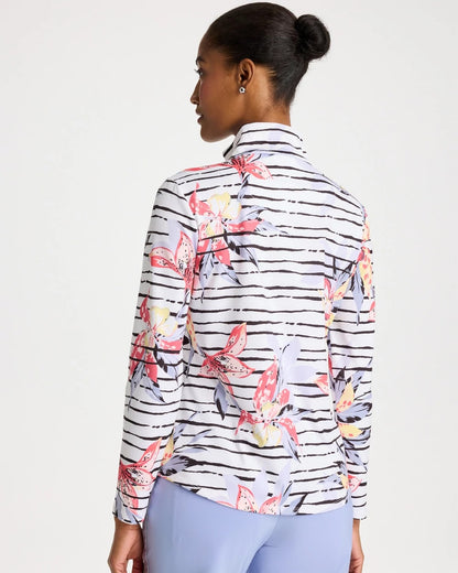 Chico's Zenergy® UPF Lily Print Half Zip Calypso Coral