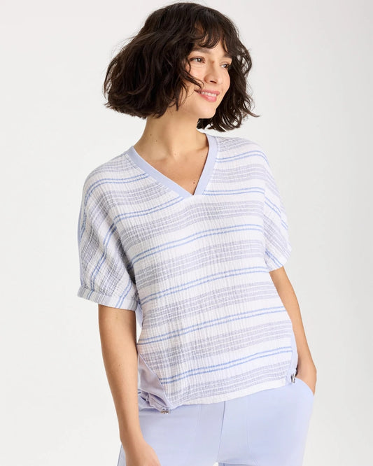 Chico's Zenergy® Striped Gauze Lounge Shirt Indigo Ice
