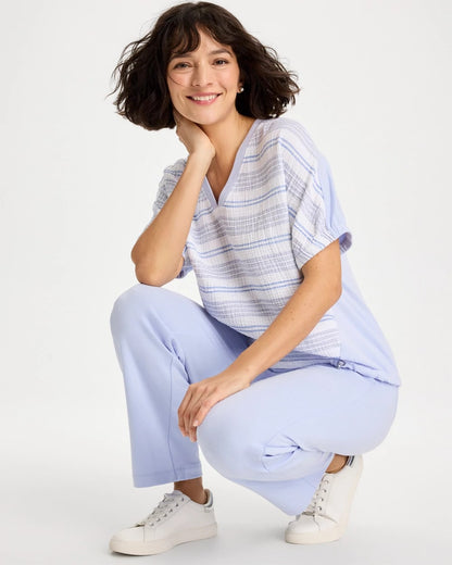 Chico's Zenergy® Striped Gauze Lounge Shirt Indigo Ice