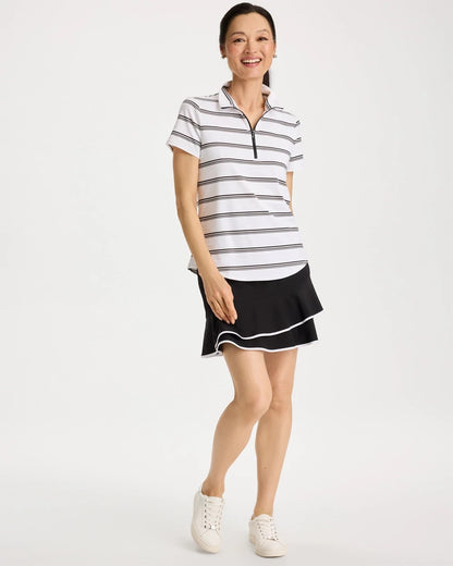 Chico's Zenergy® UPF Striped Half-Zip Polo Black