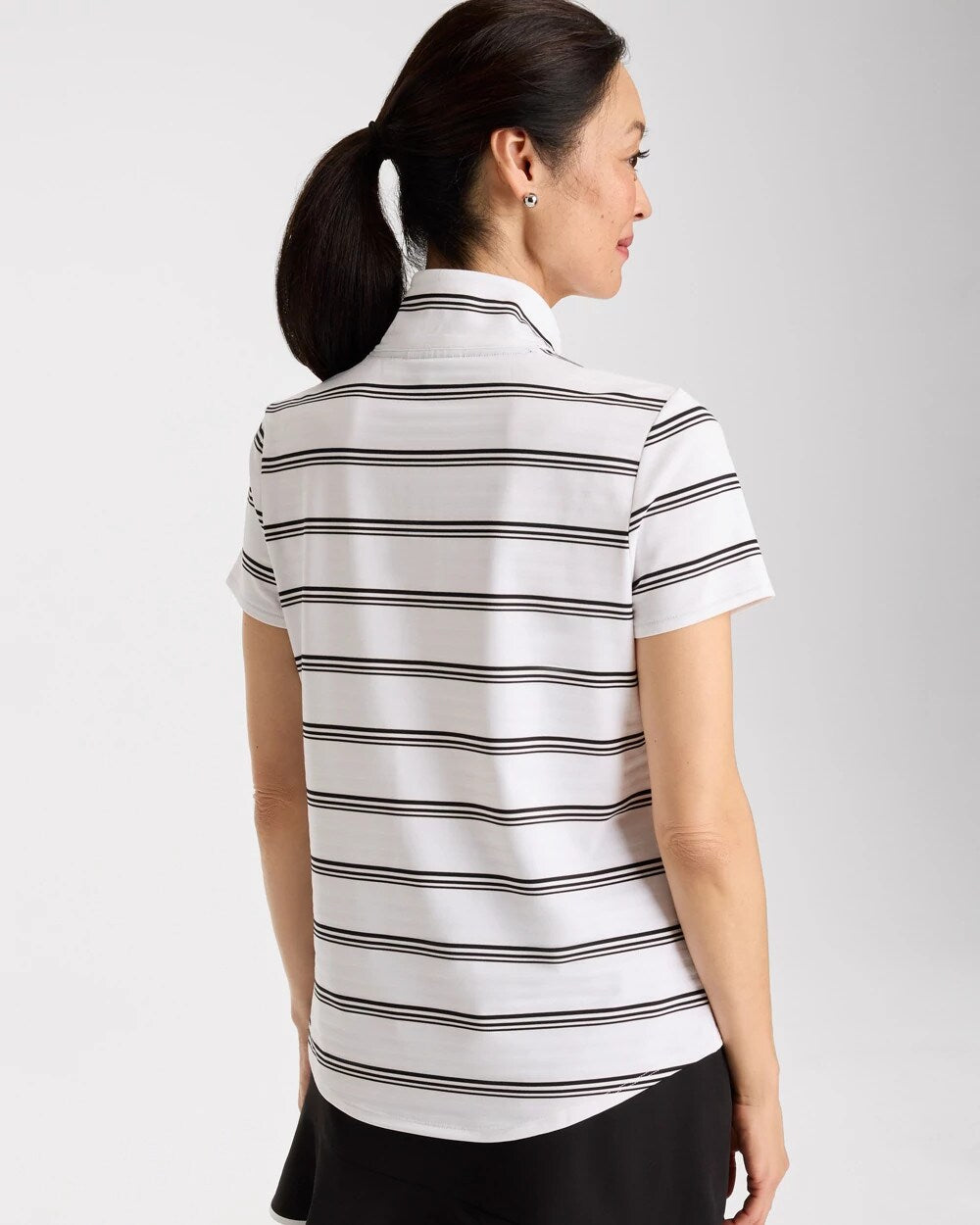Chico's Zenergy® UPF Striped Half-Zip Polo Black