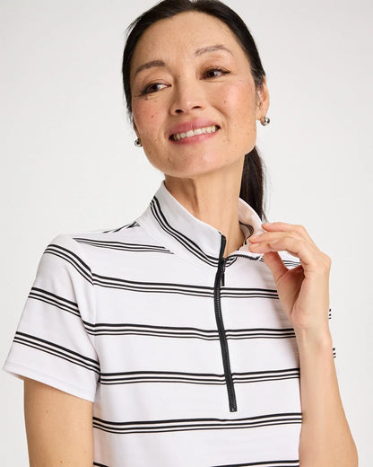 Chico's Zenergy® UPF Striped Half-Zip Polo Black