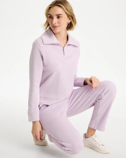 Chico's Zenergy® Beach Slub Half-Zip Pullover Top Pale Sweet Pea