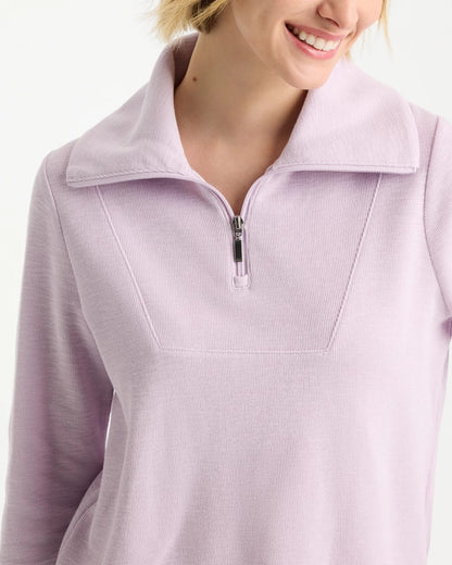 Chico's Zenergy® Beach Slub Half-Zip Pullover Top Pale Sweet Pea