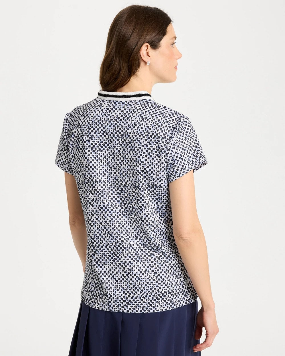 Chico's Zenergy® UPF Crochet Trim Polo Blue Muse