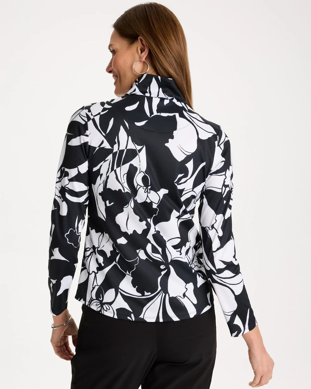 Chico's Zenergy® UPF Floral Nights Half Zip Black