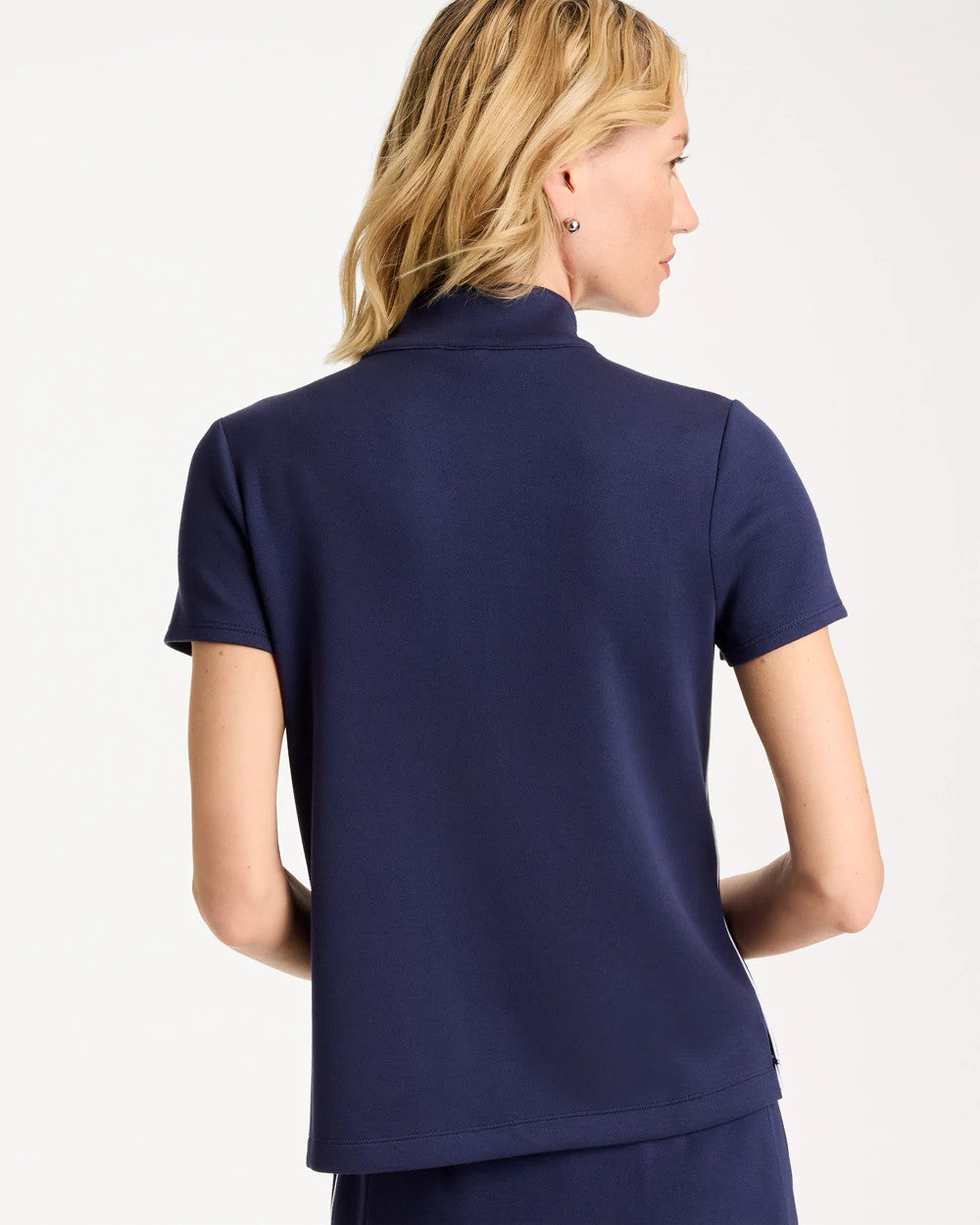 Chico's Zenergy® Soft Pique Piped Pullover Passport Blue