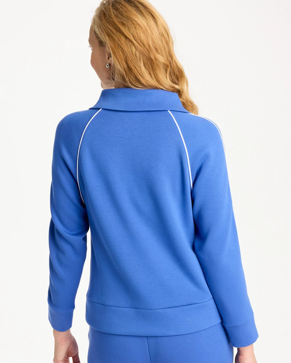 Chico's Zenergy® Soft Pique Half-Zip Pullover Top Amparo Blue