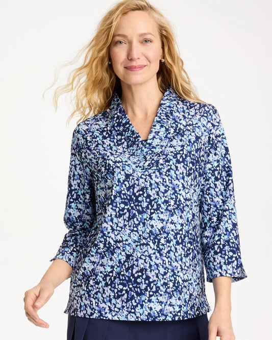 Chico's Zenergy® UPF Ruffle Neck Top Amparo Blue