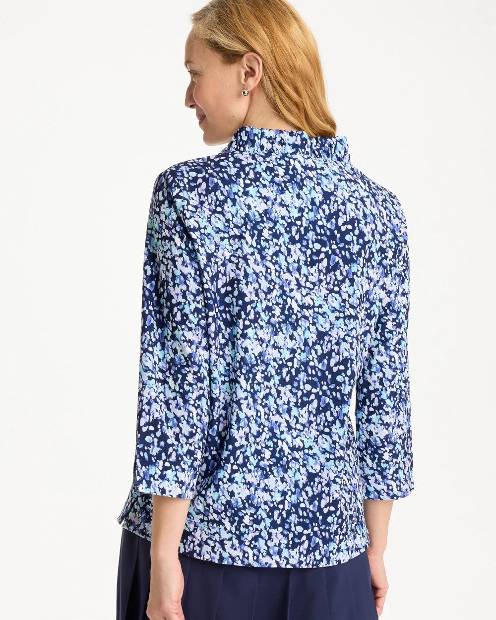 Chico's Zenergy® UPF Ruffle Neck Top Amparo Blue
