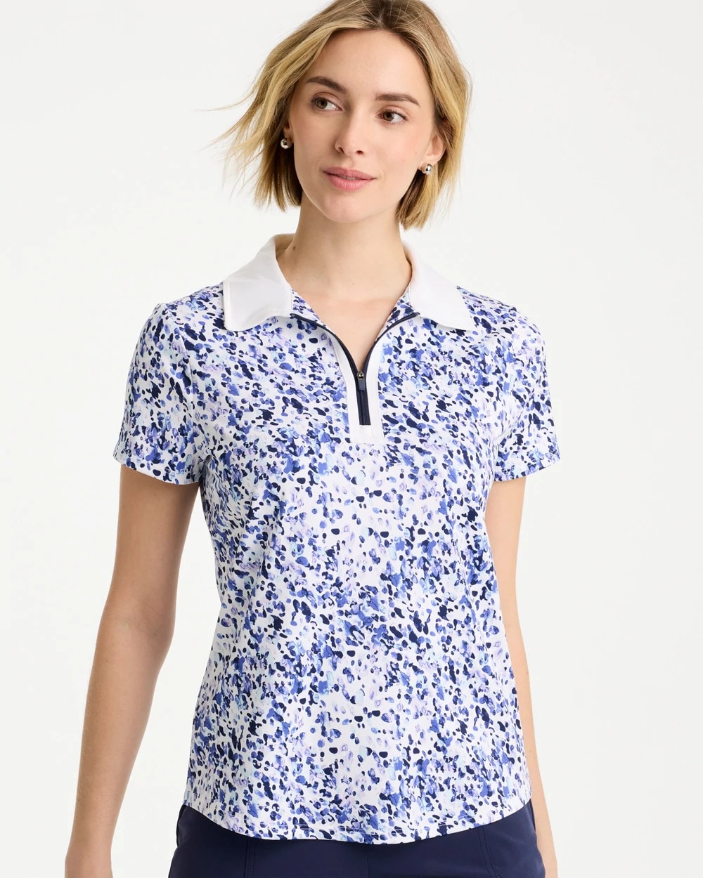 Chico's Zenergy® UPF Half-Zip Collared Pullover Top Amparo Blue