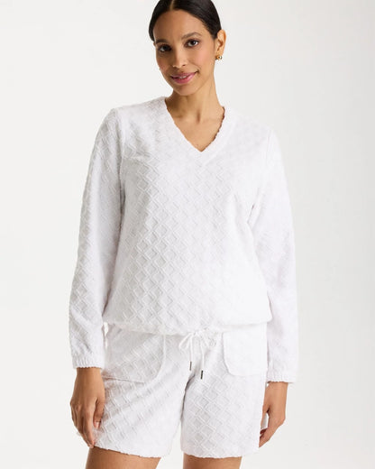 Chico's Zenergy® Terry Cloth Jacquard Top Alabaster