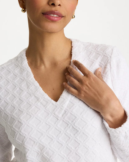 Chico's Zenergy® Terry Cloth Jacquard Top Alabaster