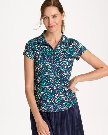 Chico's Zenergy® UPF Dots Half Zip Polo Topanga Green
