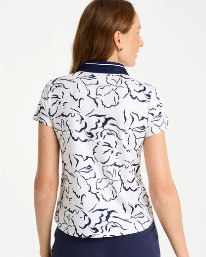 Chico's Zenergy® UPF Mesh Collar Polo Top Passport Blue