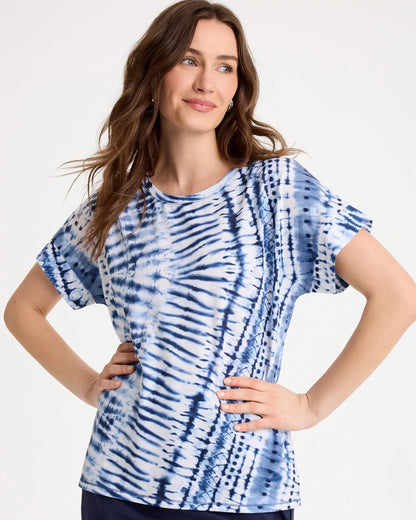 Chico's Zenergy® Tie-Dye Drop Shoulder Tee Passport Blue