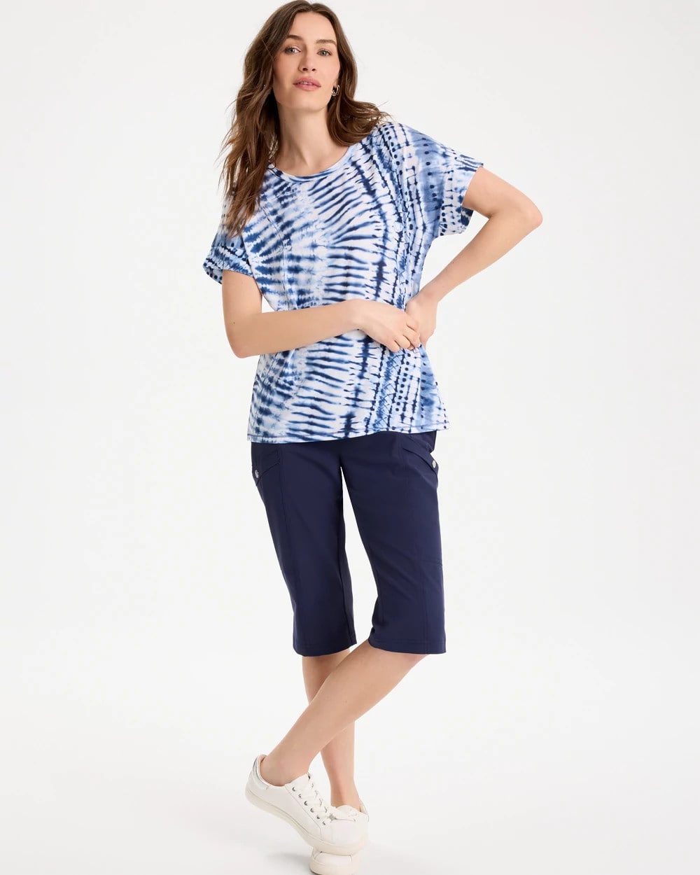 Chico's Zenergy® Tie-Dye Drop Shoulder Tee Passport Blue
