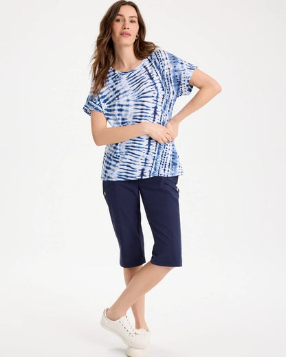 Chico's Zenergy® Tie-Dye Drop Shoulder Tee Passport Blue