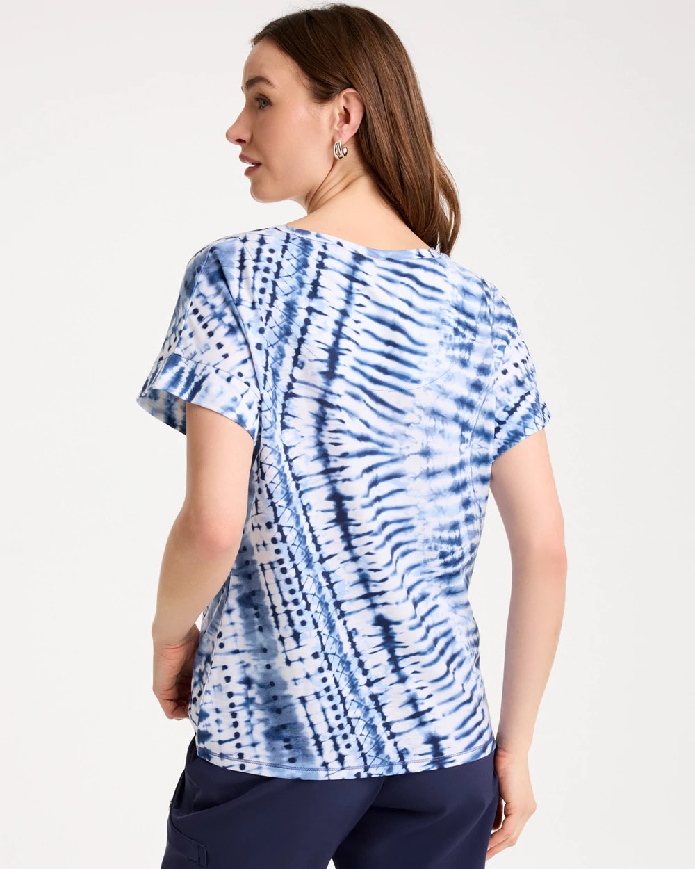 Chico's Zenergy® Tie-Dye Drop Shoulder Tee Passport Blue