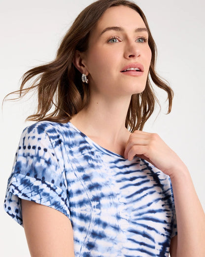 Chico's Zenergy® Tie-Dye Drop Shoulder Tee Passport Blue