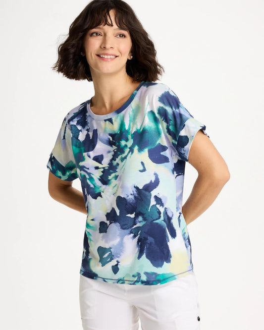 Chico's Zenergy® Floral Drop Shoulder Tee Topanga Green