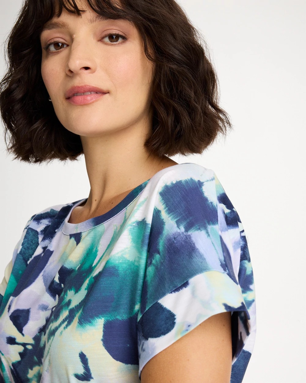 Chico's Zenergy® Floral Drop Shoulder Tee Topanga Green