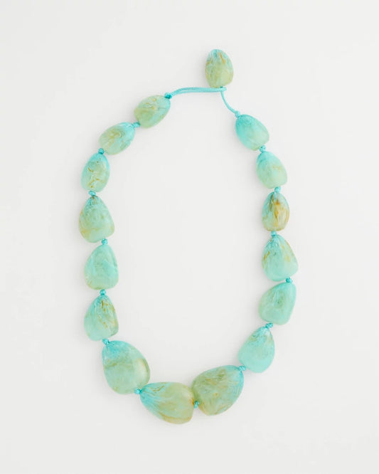 Chico's Ocean Resin Beaded Necklace Turquoise