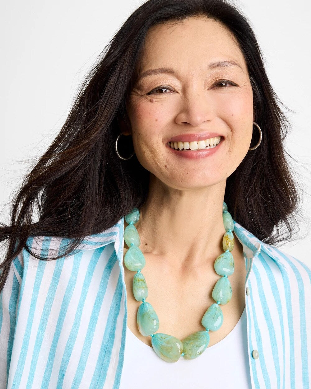 Chico's Ocean Resin Beaded Necklace Turquoise