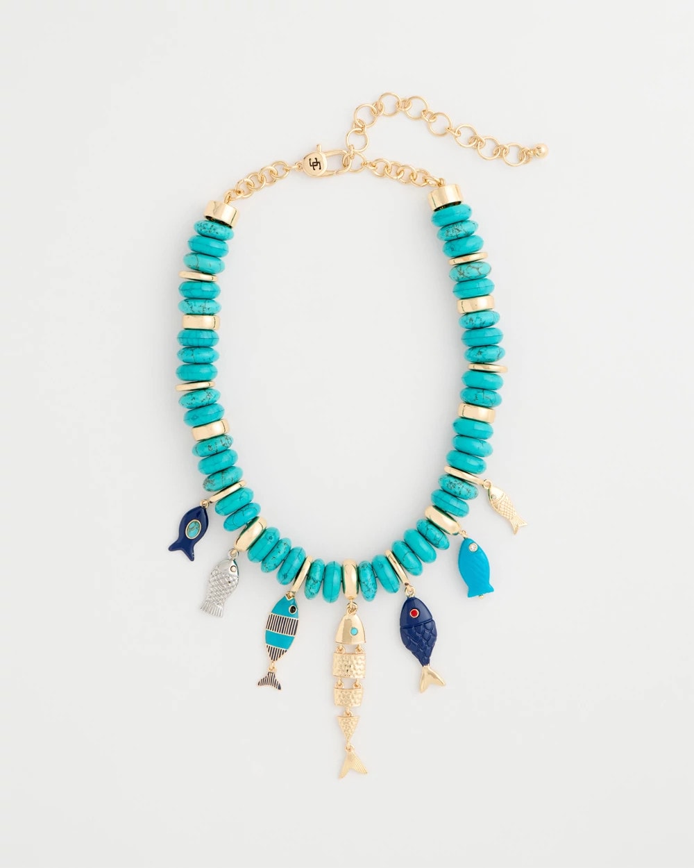 Chico's Turquoise Fish Charm Statement Necklace Turquoise