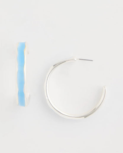 Chico's Sea Glass Inspired Hoop Earrings Blue