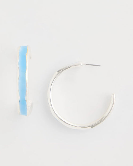 Chico's Sea Glass Inspired Hoop Earrings Blue
