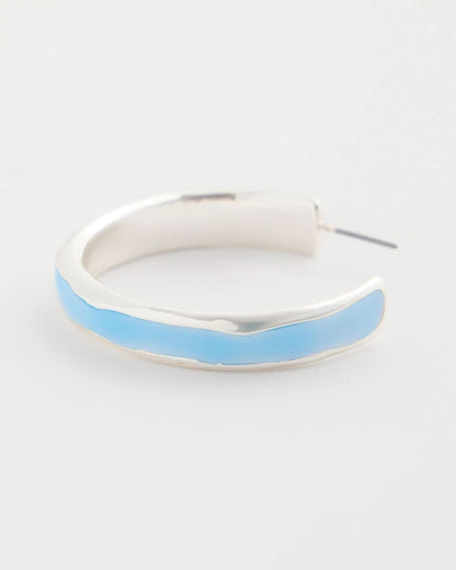 Chico's Sea Glass Inspired Hoop Earrings Blue
