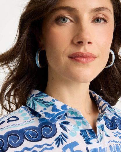Chico's Sea Glass Inspired Hoop Earrings Blue