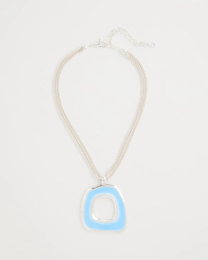 Chico's Sea Glass Inspired Pendant Necklace Blue