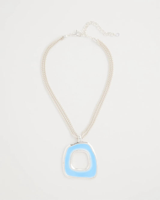Chico's Sea Glass Inspired Pendant Necklace Blue