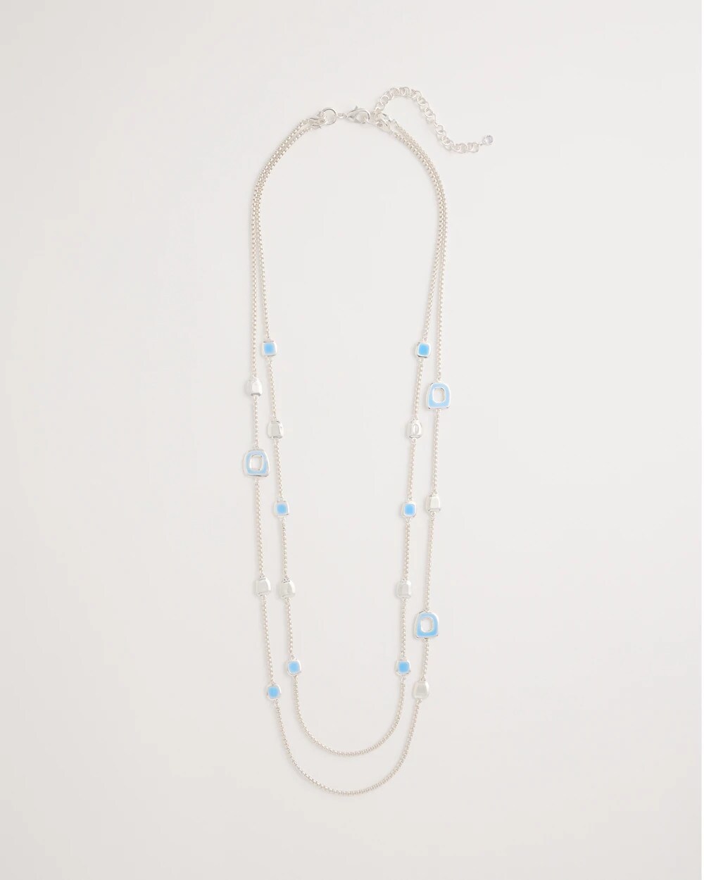 Chico's Sea Glass Inspired Charm Necklace Blue