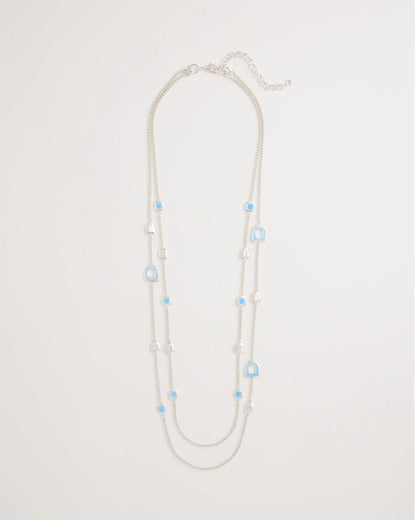 Chico's Sea Glass Inspired Charm Necklace Blue