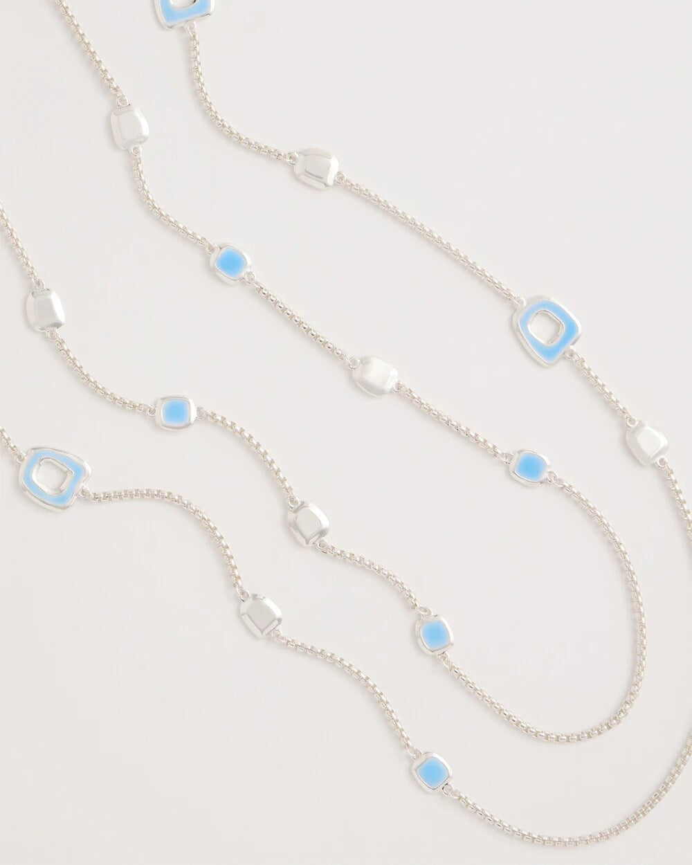 Chico's Sea Glass Inspired Charm Necklace Blue