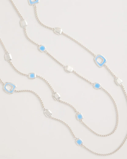 Chico's Sea Glass Inspired Charm Necklace Blue