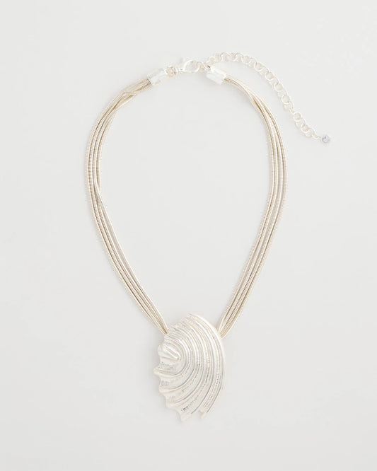 Chico's Silvertone Shell Pendant Silver