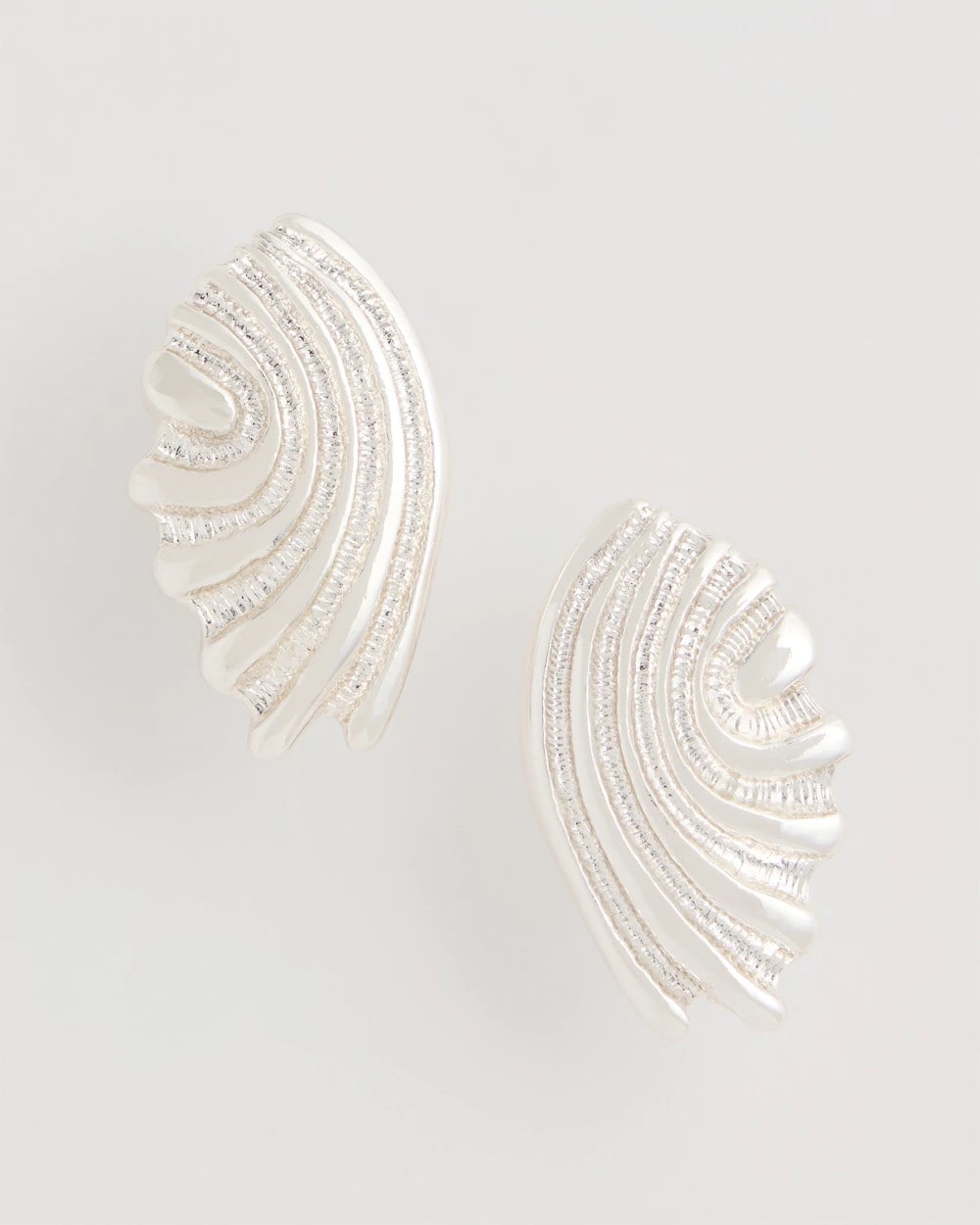 Chico's Silvertone Shell Clip-On Earrings Silver