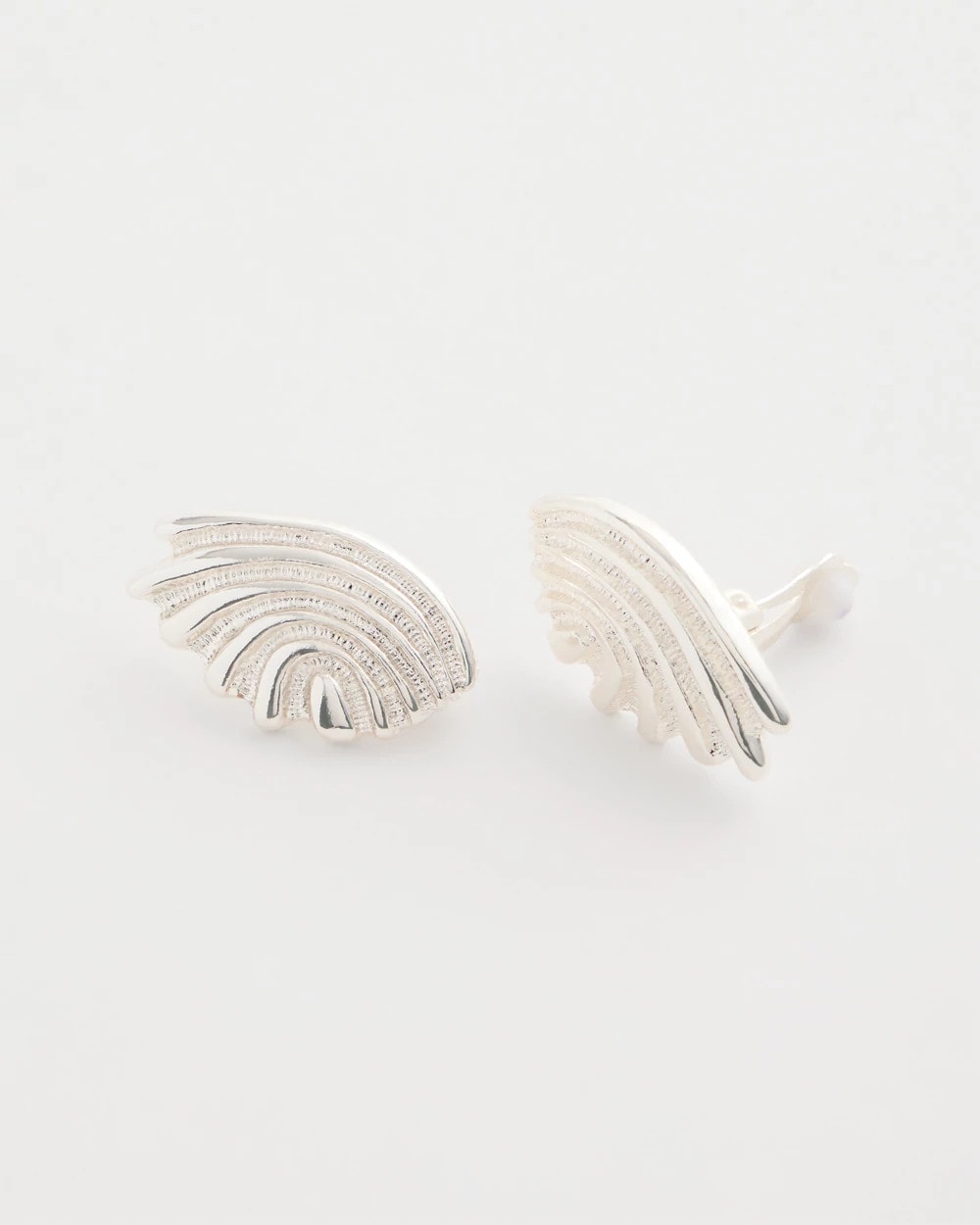 Chico's Silvertone Shell Clip-On Earrings Silver