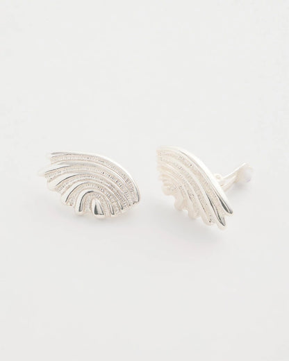 Chico's Silvertone Shell Clip-On Earrings Silver