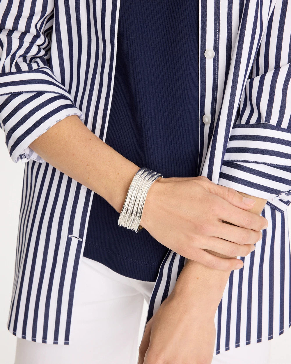 Chico's Silvertone Cuff Bracelet Silver