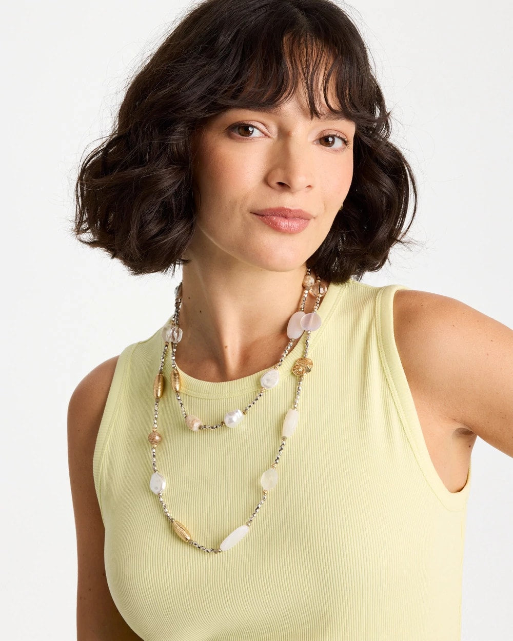Chico's Neutral Shell Long Necklace Neutral