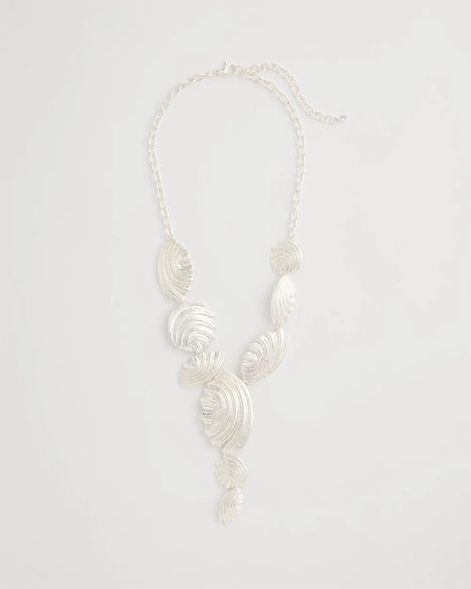 Chico's Silvertone Shell Charm Y-Necklace Silver
