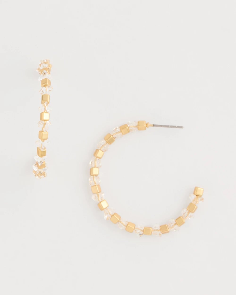 Chico's Sea Foam Hoop Earrings White/Gold